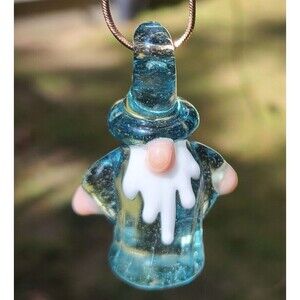 Handmade Stardust Wizard Glass Pendant on coppery toned chain